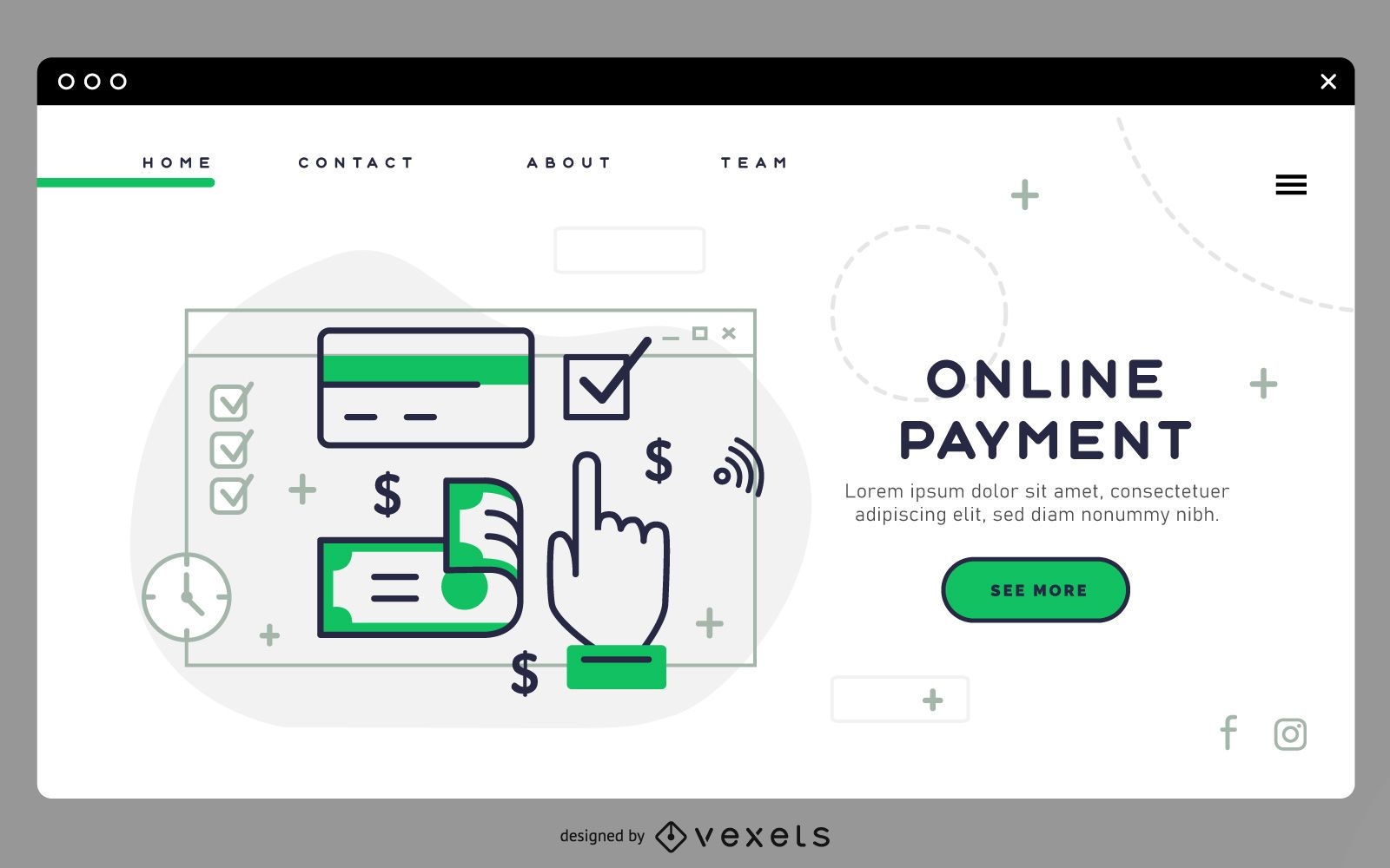 Online payment landing page template