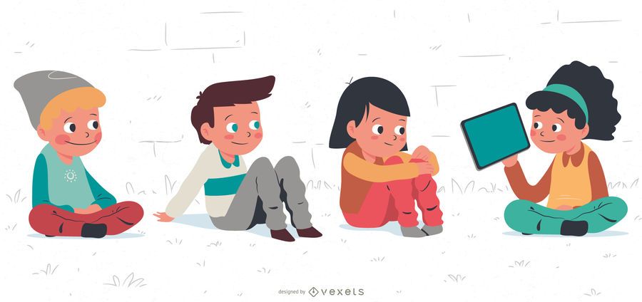 Kids Chatting Cartoon Character Set Kids Chatting Cartoon Character Set