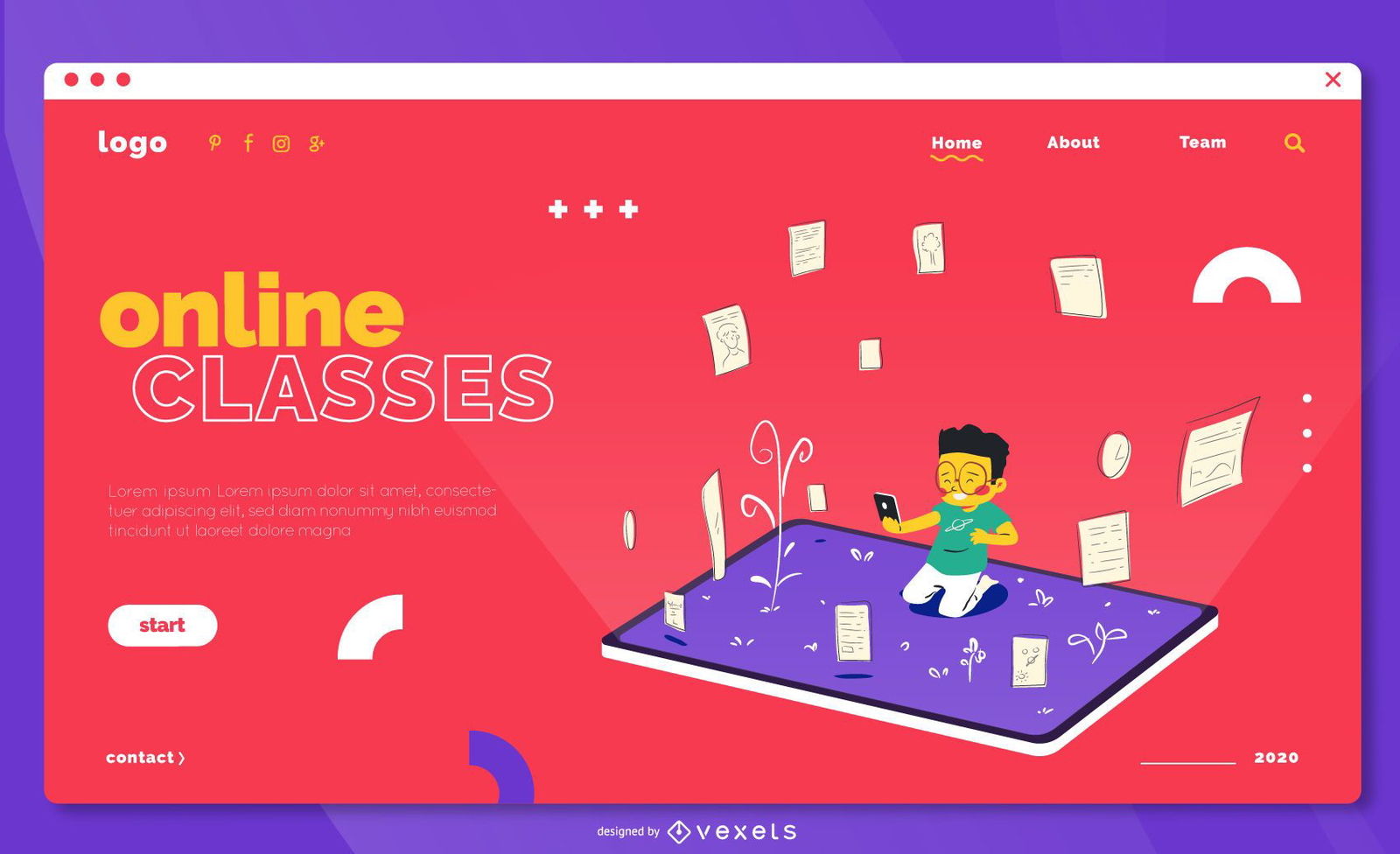 Online classes landing page template