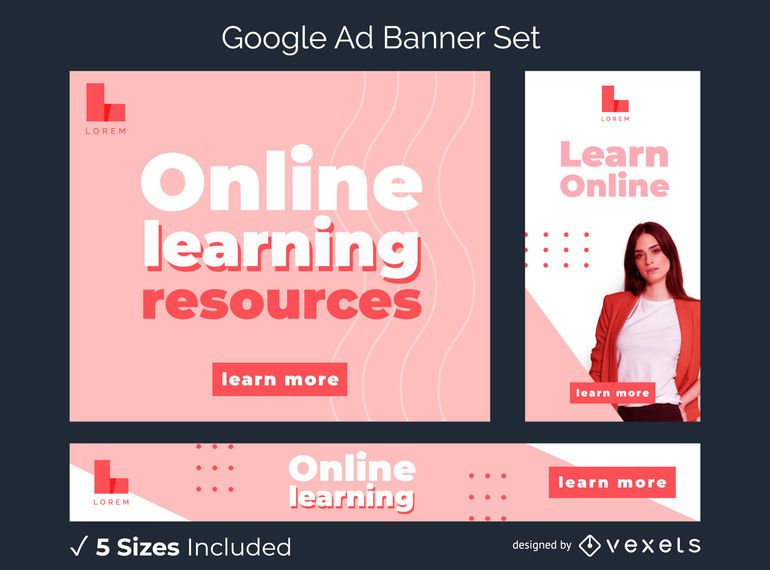 Learn Online Google Ad Banner Pack - Vector Download