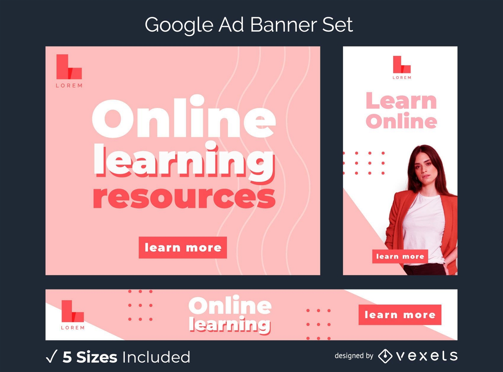 Paquete de banners publicitarios de Google Learn Online
