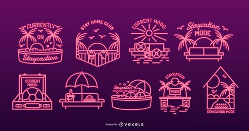 Staycation Neon Badge Pack Staycation Neon Badge Pack