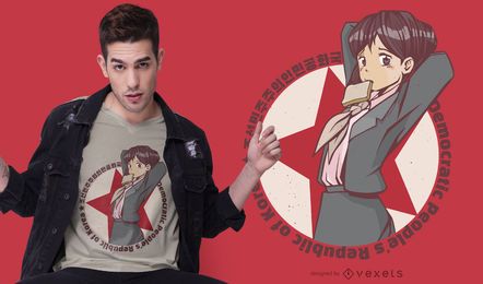 Diseño de camiseta de chica anime de Corea del Norte Diseño de camiseta de chica anime de Corea del Norte