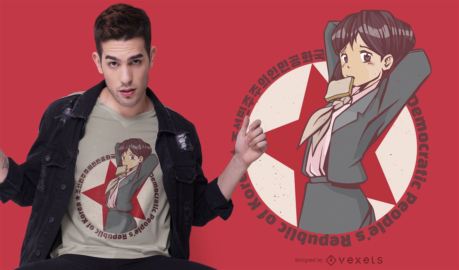 Nordkoreanisches Anime-M?dchen-T-Shirt Design