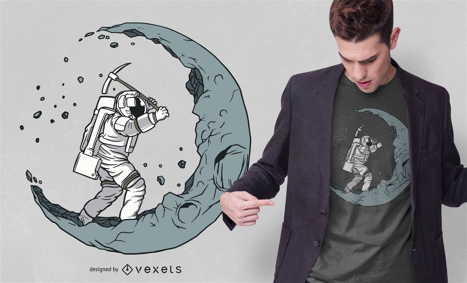 Astronaut Moon Digger T-Shirt Design