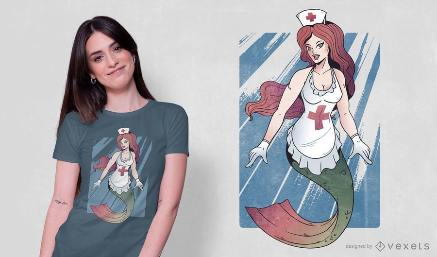 Mermaid Nurse T-shirt Design Mermaid Nurse T-shirt Design