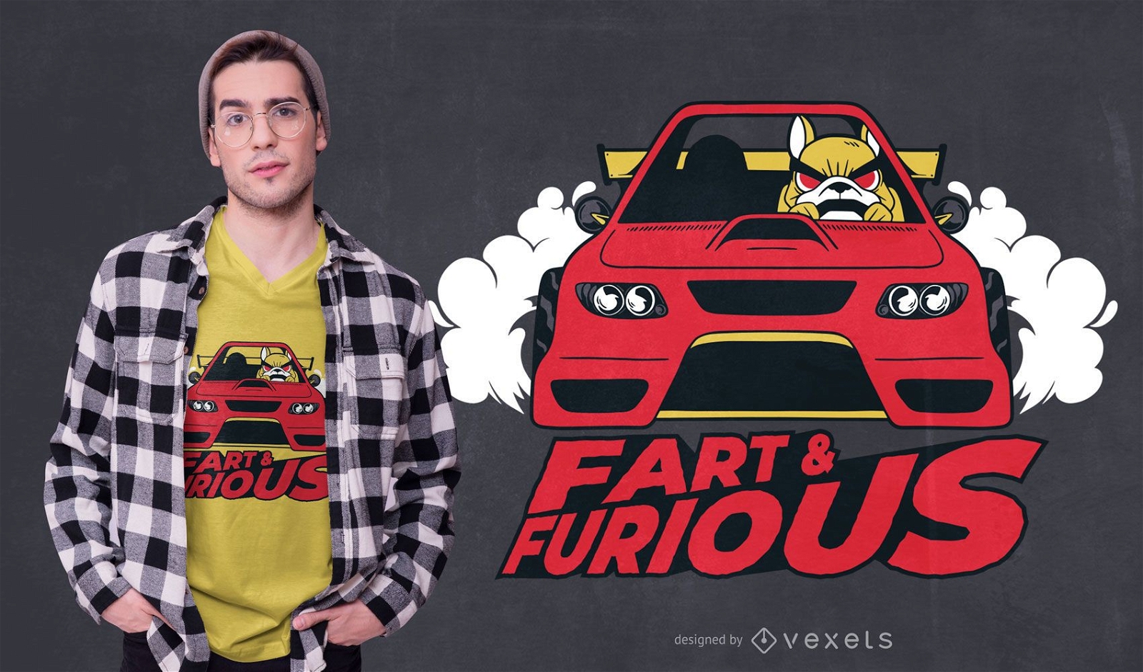 Fart & Furious Dog Auto T-Shirt Design