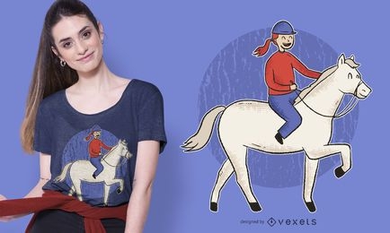 Diseño de camiseta de niña de equitación.