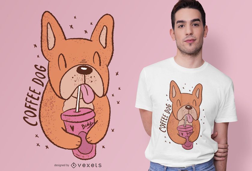 Coffee Dog Cute T-shirt Design Coffee Dog Cute T-shirt Design