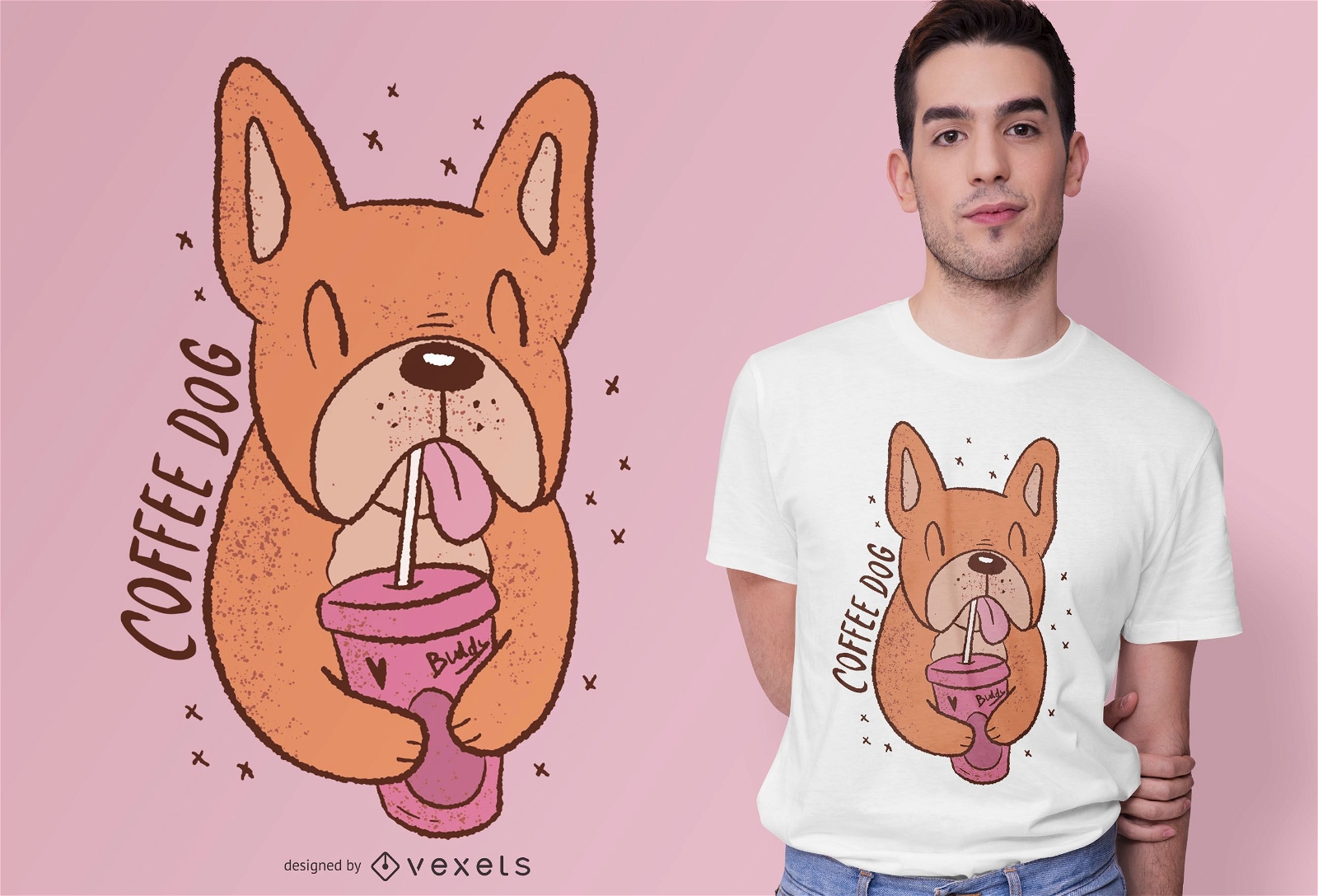 Design de camiseta fofa para caf? e cachorro