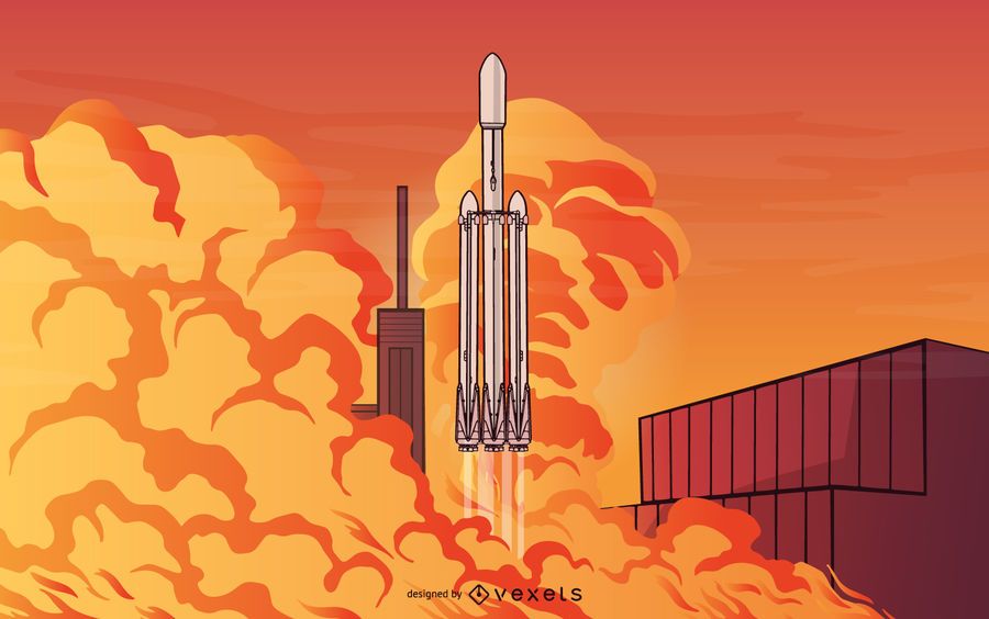 SpaceX Falcon Rocket Launch Illustration - Vector Download