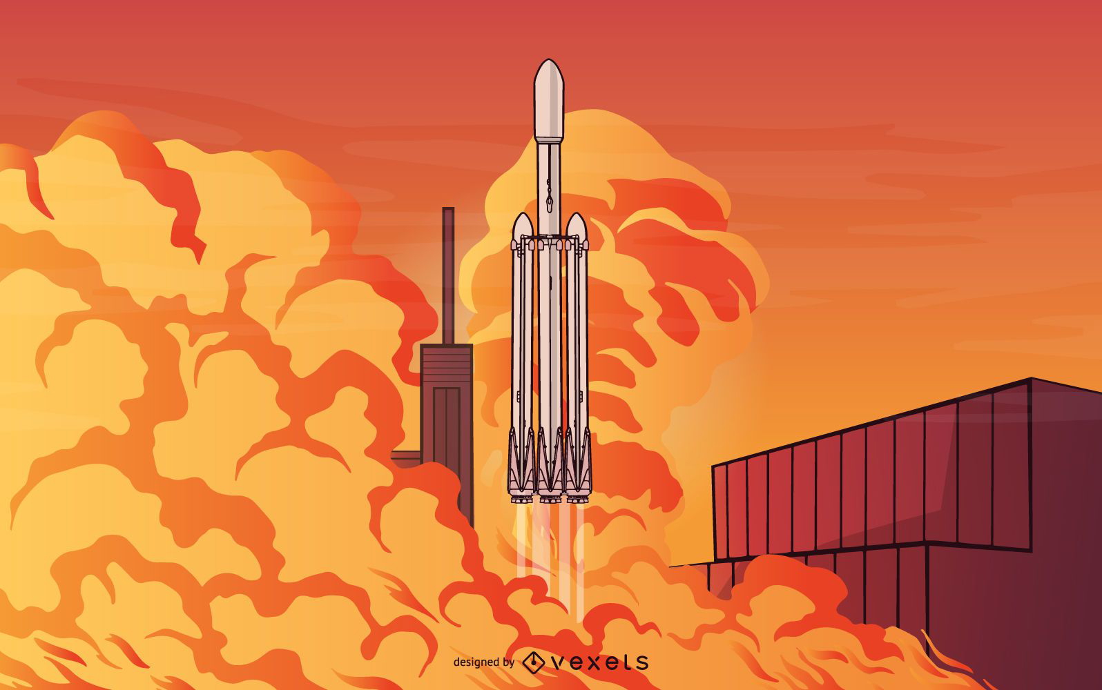 Ilustração de lançamento de foguete SpaceX Falcon