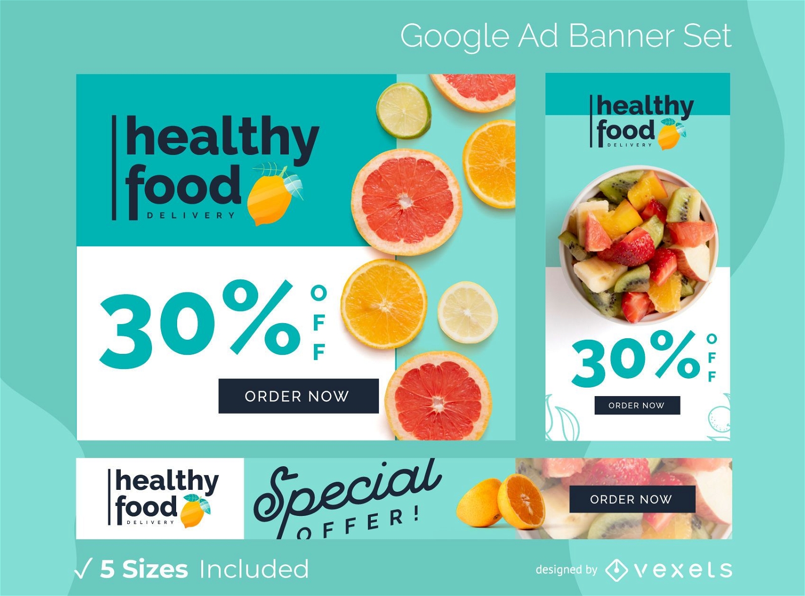Conjunto de banners de alimentos saud?veis do Google Ads