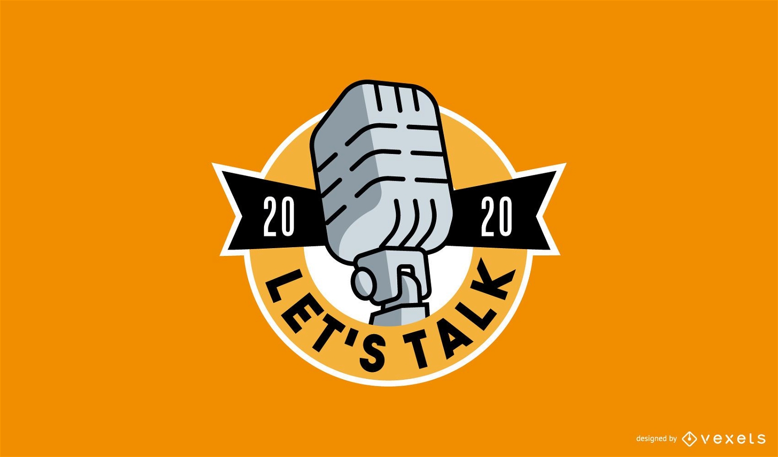Retro Style Podcast Logo Vector Download