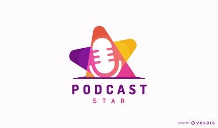 Flaches buntes Podcast-Logo-Design