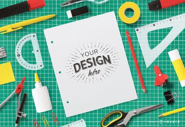 School paper mockup composition