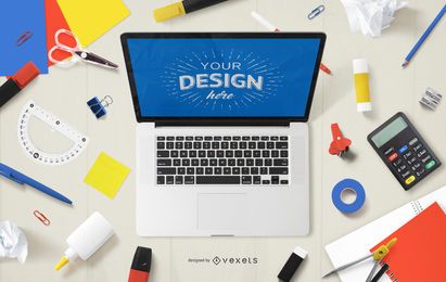 Back to School Computer Mockup Komposition