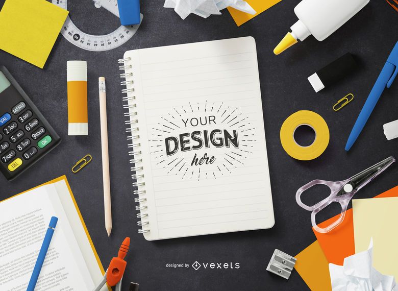 School notebook mockup composition School notebook mockup composition