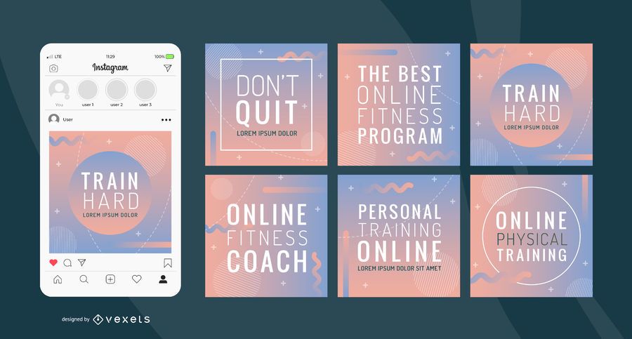 Online Workout Gradient Banner Pack Online Workout Gradient Banner Pack