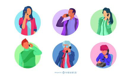 Phone Call Characters Design Pack