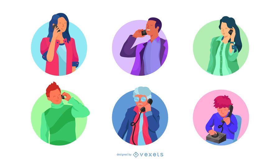 Paquete de diseño de personajes de llamadas telefónicas Paquete de diseño de personajes de llamadas telefónicas