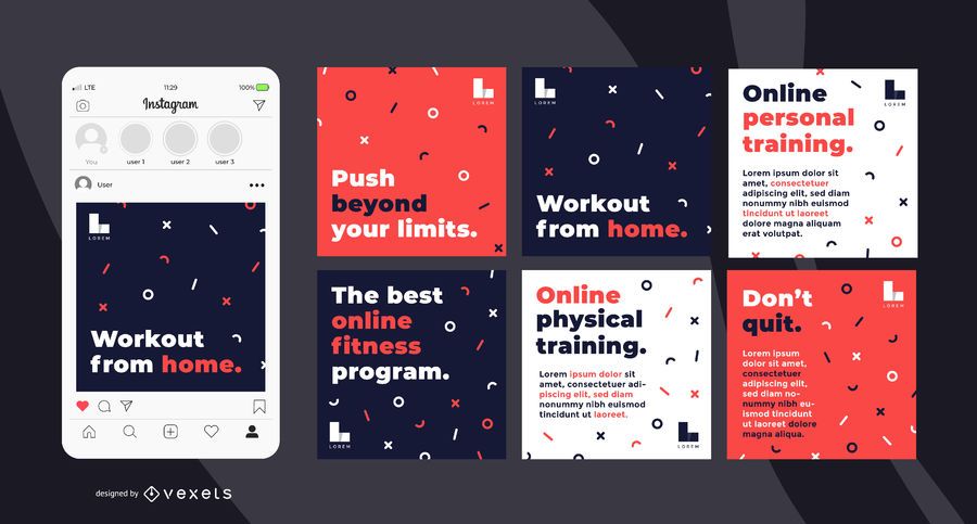 Simple bold social media posts set Simple bold social media posts set
