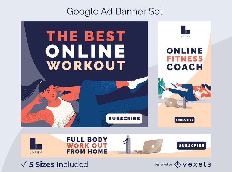 Conjunto de banner de anúncios de treino on-line Conjunto de banner de anúncios de treino on-line