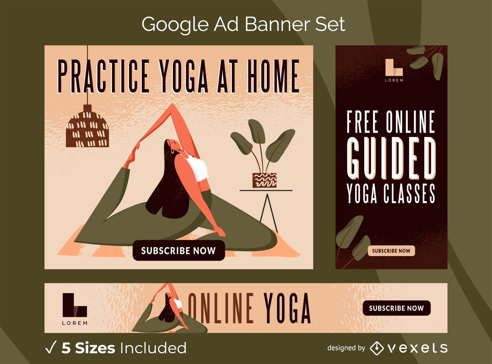 Online Yoga Anzeigen Banner Set