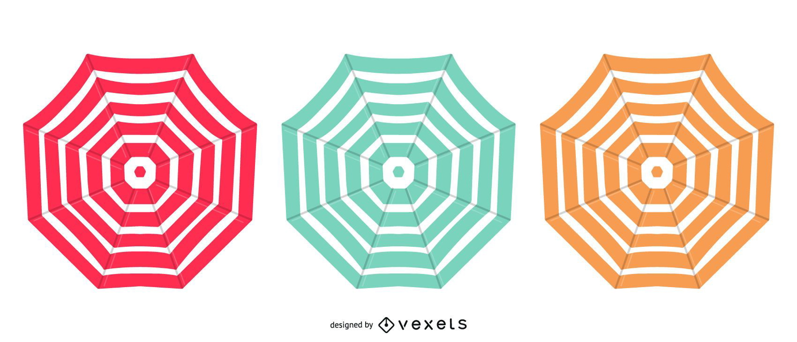 Conjunto de diseño colorido paraguas abierto