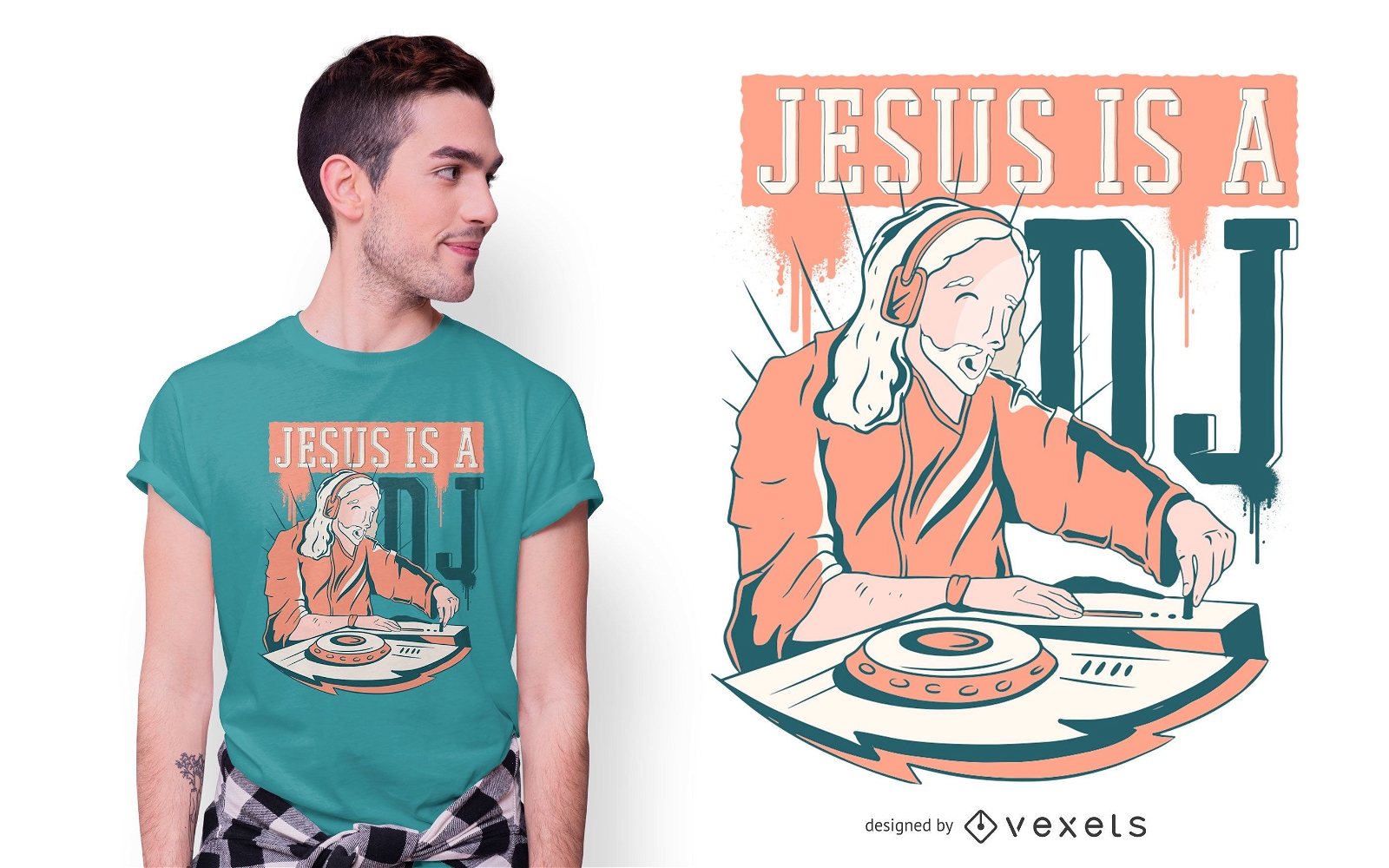 Dise?o de camiseta Jesus DJ