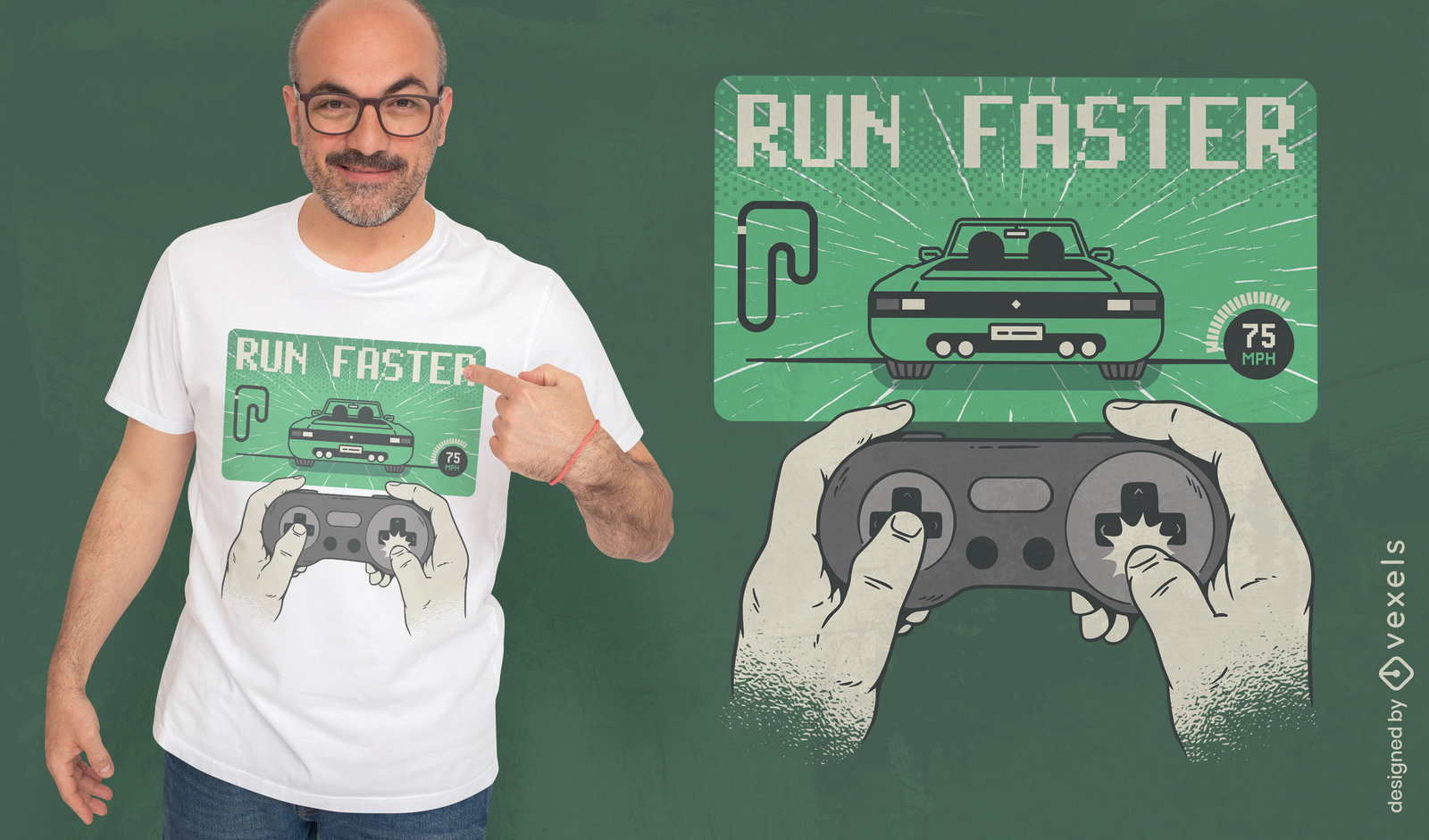 Design de camiseta para jogos de corrida mais rápido