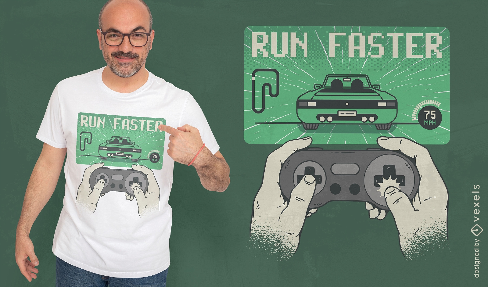 F?hren Sie schnelleres Gaming-T-Shirt-Design aus