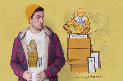 Diseño de camiseta de ilustración de apicultor