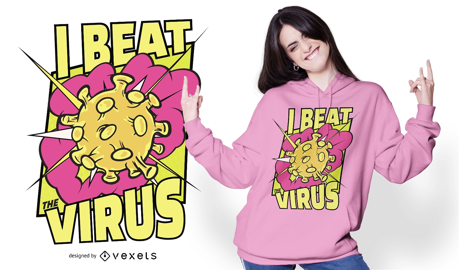 Dise?o de camiseta I Beat Virus