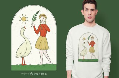 Girl With Goose T-shirt Design