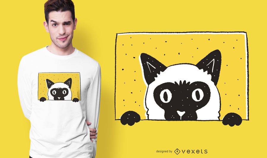 Espreitando o design do t-shirt do gato Espreitando o design do t-shirt do gato