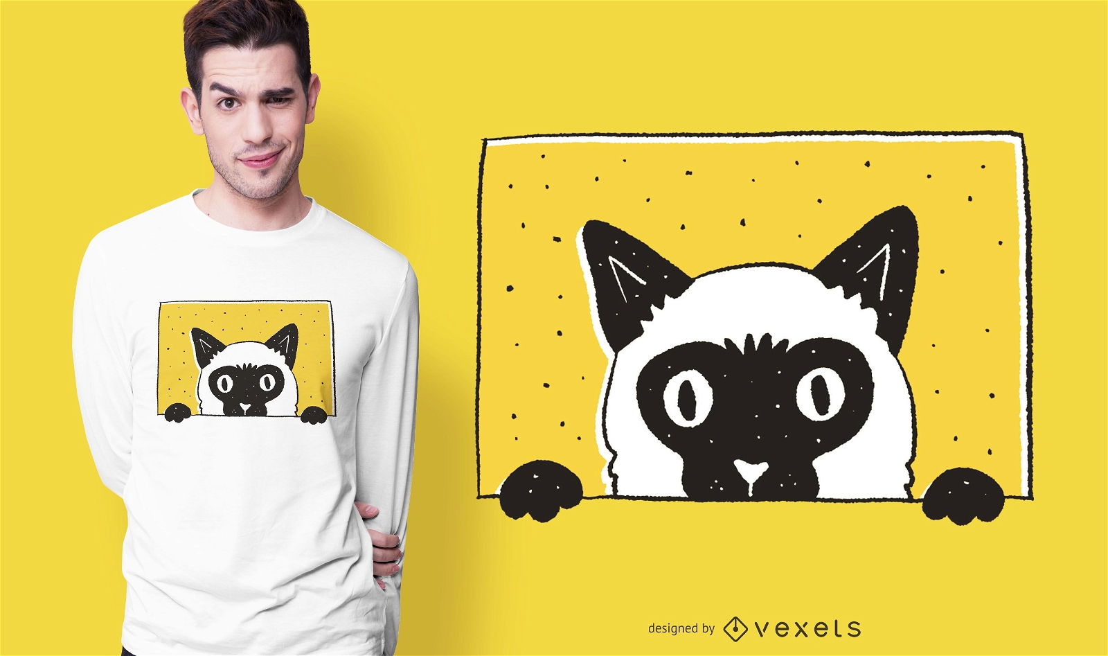 Design de camisetas de gato espreitando