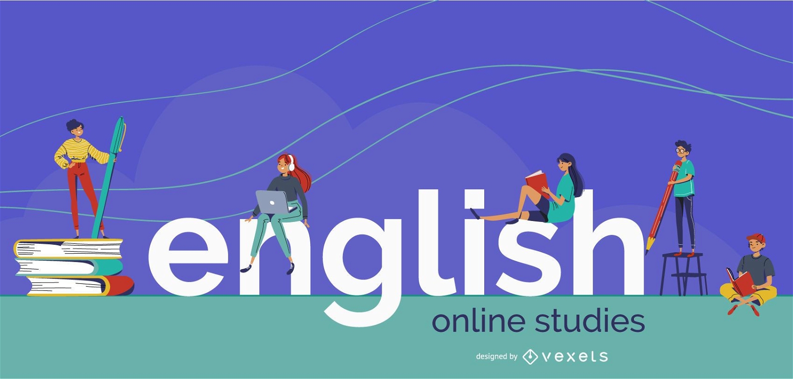 Design da capa de estudos de inglês para ensino médio