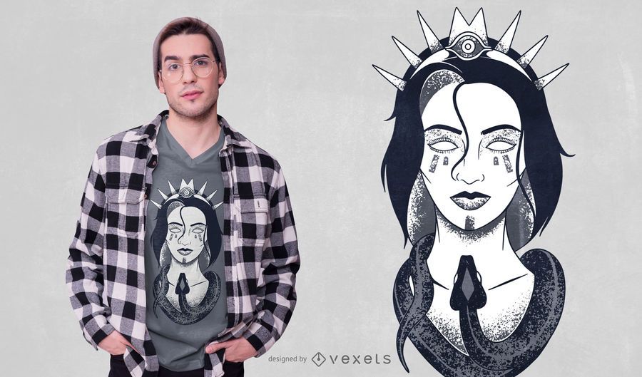Diseño de camiseta de mujer con serpiente Diseño de camiseta de mujer con serpiente