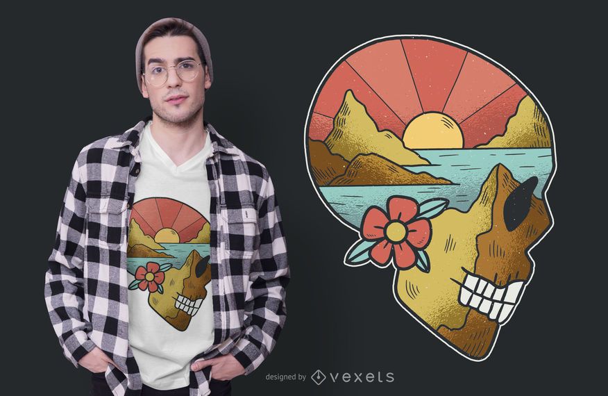 Skull landscape t-shirt design Skull landscape t-shirt design