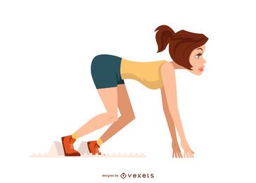Girl Sprinter Starter Position Character Girl Sprinter Starter Position Character