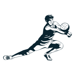 Black and white volleyball player character PNG Design Transparent PNG