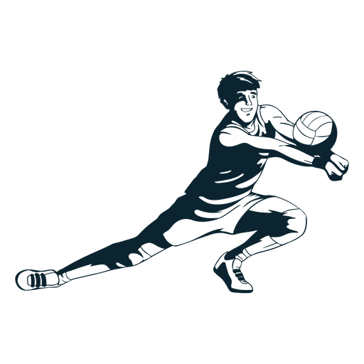 Personagem de jogador de vôlei preto e branco Desenho PNG