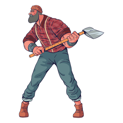 Cautious lumberjack character