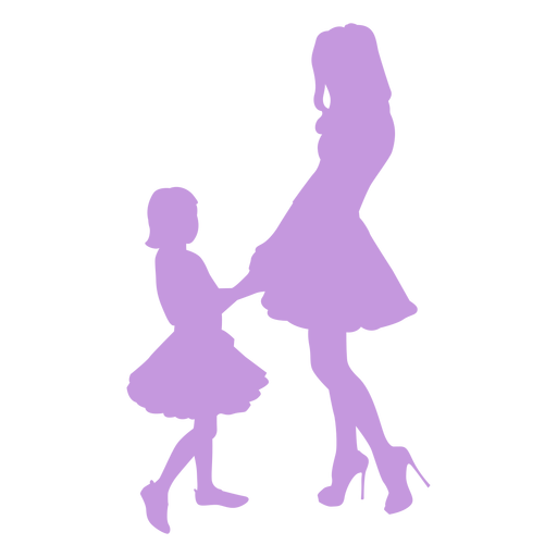Cute mother and daughter silhouette