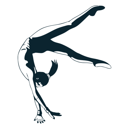 Personaje de gimnasta femenina en blanco y negro. Diseño PNG