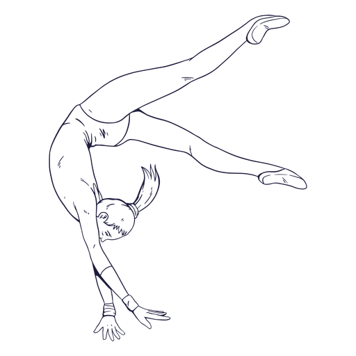 Female gymnast character hand drawn - Transparent PNG & SVG vector file