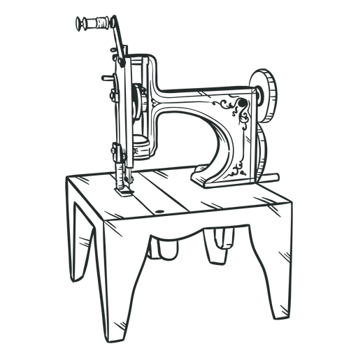 Hand drawn old vintage sewing machine