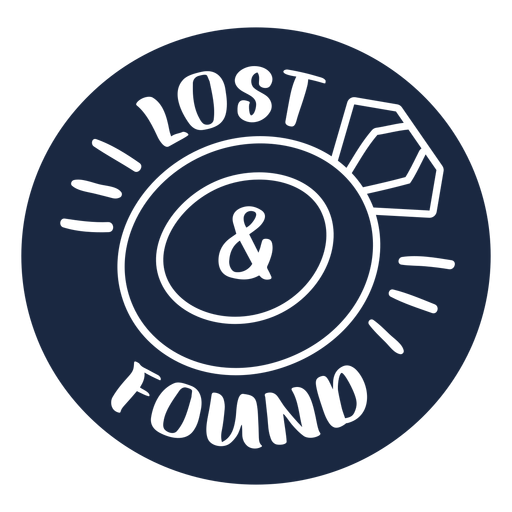 Lost and founds label blue PNG Design