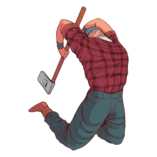 Lumberjack in action character PNG Design
